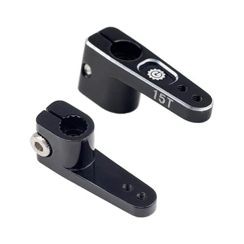 2PCS 15T SCX24 Servo Horn for EMAX ES08MA Suitable for Axial SCX24 AX24 90081 Etc 1/24 RC Crawler Car Upgrades (Black) - color: Black