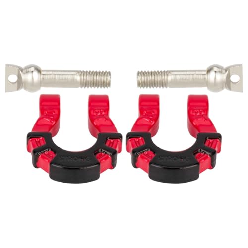 4Pcs Metal Tow Shackle Trailer Buckle for SCX10 TRX4 1/10 RC Crawler | Durable metal shackles, compatible with CC01 D90 D110 TF2. Perfect for tow hook upgrade,off-road crawler accessories.4-pack. - color: Red
