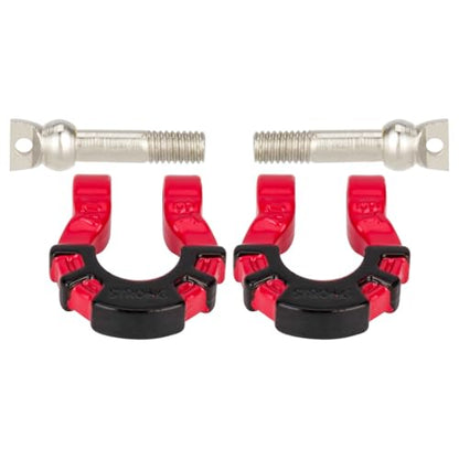 4Pcs Metal Tow Shackle Trailer Buckle for SCX10 TRX4 1/10 RC Crawler | Durable metal shackles, compatible with CC01 D90 D110 TF2. Perfect for tow hook upgrade,off-road crawler accessories.4-pack. - color: Red