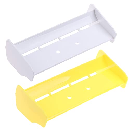 2Pack 1:10 Scale RC Plastic Rear Spoiler Tail Wing for 1/10 Scale RC Racing Car Off-Road Buggy Truck Accessories for HPI KYOSHO HSP 94106 94107 94166 06021 (White Yellow) - color: White Yellow