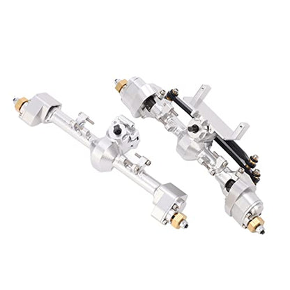 RC Car Portal Axle, CNC Aluminum Alloy Gear Assembly for Axial SCX24 1/24 Upgrade, Metal Front Rear Axle Set for Off Road Crawlers - color: Silver