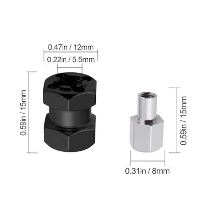 4-Pack HobbyPark 12mm Wheel Hex Drive Hubs Combiner Coupler Aluminum 15mm Offset Extension for 1/10 RC Crawler Car Parts (Black) - color: Black, size: 15mm Length