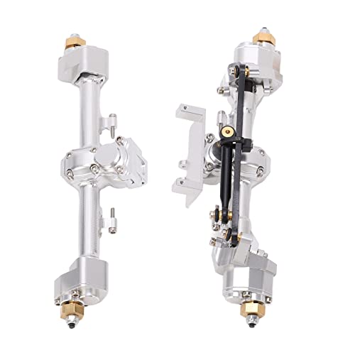 RC Car Portal Axle, CNC Aluminum Alloy Gear Assembly for Axial SCX24 1/24 Upgrade, Metal Front Rear Axle Set for Off Road Crawlers - color: Silver