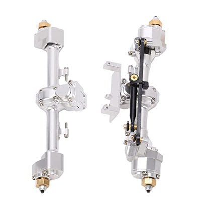 RC Car Portal Axle, CNC Aluminum Alloy Gear Assembly for Axial SCX24 1/24 Upgrade, Metal Front Rear Axle Set for Off Road Crawlers - color: Silver