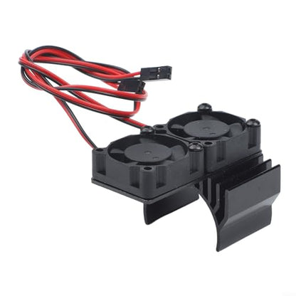 Aluminum RC Motor Heat Sink with Dual 30mm Cooling Fans 1: 10 Cars Compatible Having 540 550 Brushed 3650 3660 Brushless Motors Red(Black) - color: Black