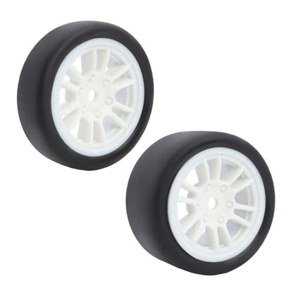 4PCS Finished Flat Running Drift Tires and Wheels 7MM Hexagon for 1/24 Losi Micro B Upgrades and 1/28 Losi Micro T Upgrades (b White) - color: B White