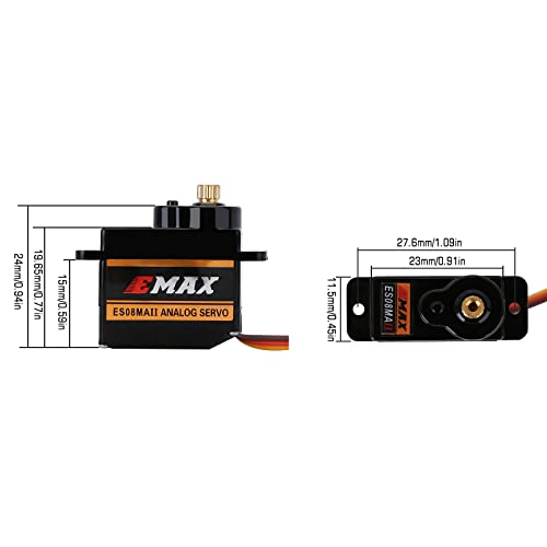 INJORA Emax ES08MAII 12g Analog Metal Gear Servo for 1/24 Axial SCX24 - size: 1PCS
