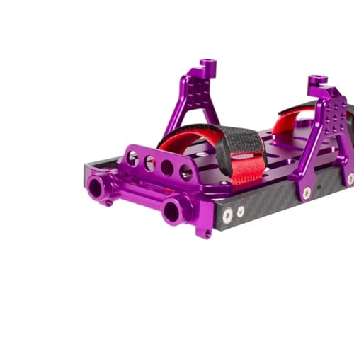 RC car Components Compatible with SCX10 1/10 RC Crawler Car Parts Carbon Fiber Pattern Rails Brace Skid Plate Adjustable Shock Mount Box Battery Tray(Purple) - color: Purple
