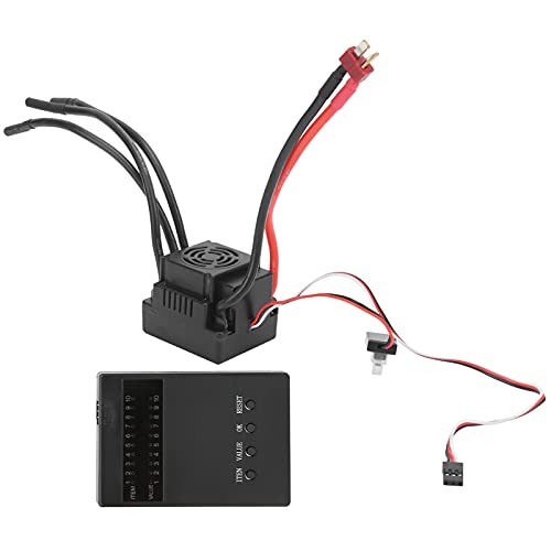Waterproof 120A Brushless ESC for RC Car, High Performance RC Brushless ESC with Programming Card, 2-4S LiPo 4-8S NiMh Compatible, Built - in Cooling Fan and Multiple Protectio