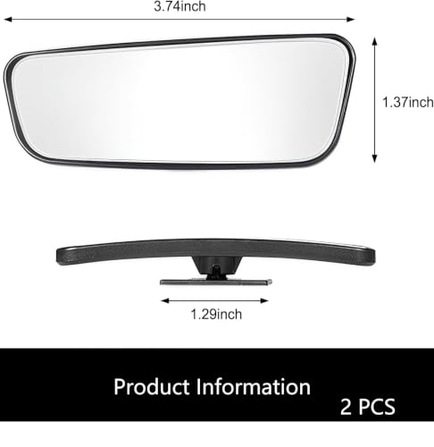 2 PCS Blind Spot Mirror, 3.7"x1.4" Rectangular Curved Wide Angle HD Anti-Glare Side Mirror Blindspot, Adjustable Bracket Car Mirror Accessories Universal for Cars Trucks SUVs Black