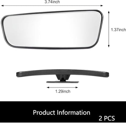 2 PCS Blind Spot Mirror, 3.7"x1.4" Rectangular Curved Wide Angle HD Anti-Glare Side Mirror Blindspot, Adjustable Bracket Car Mirror Accessories Universal for Cars Trucks SUVs Black