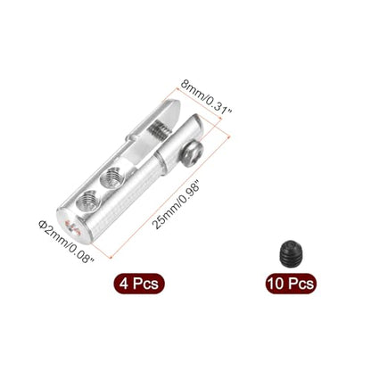 MECCANIXITY 4Pcs Metal Clevis M2 Thread Aluminum Alloy Clevis Servo Horn Tie Rod Chuck Connector with Screws for RC Airplane Car Helicopter Model Replacements,Silver - color: Silver