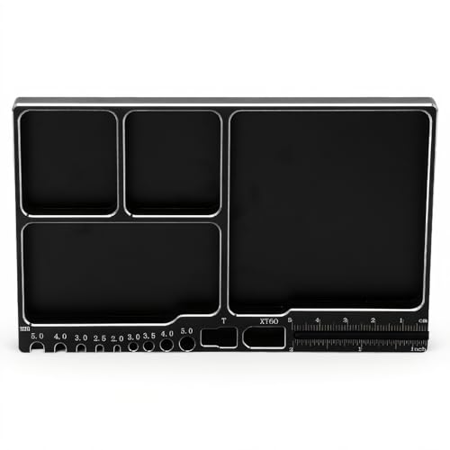 Magnetic Screw Tray Aluminum Alloy Magnetic Parts Tool Tray Adsorption Tool for RC Model Toy Repair Mat Bandejas - color: Black