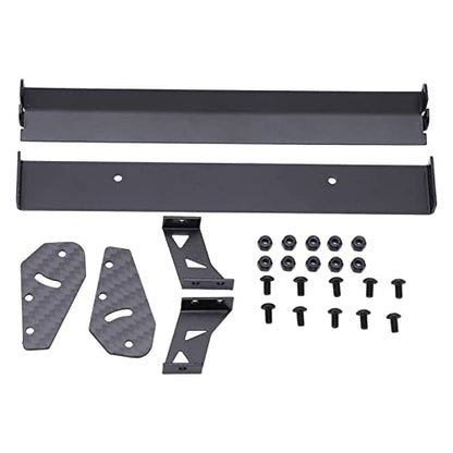 RC Car Rear Wing Aluminum Alloy Carbon Fiber High Performance Adjustable Angle Spoiler for 1/10 On Road Racing Drift Cars Universal Fit HSP Kyosho LC Black 165mm
