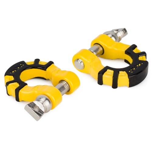 4Pcs Metal Tow Shackle Trailer Buckle for SCX10 TRX4 1/10 RC Crawler | Durable metal shackles, compatible with CC01 D90 D110 TF2. Perfect for tow hook upgrade,off-road crawler accessories.4-pack. - color: Yellow