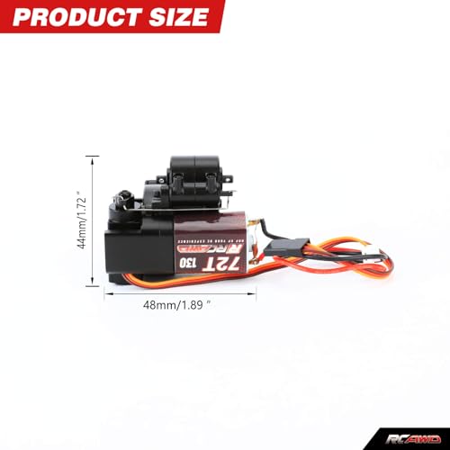 RCAWD SCX24 Motor Transmission 72T 130 Motor 2 Speed Transmission with Gearbox Mount High Torque Motor for Axial SCX24 Wrangler Bronco Gladiator Deadbolt Dodge Power Wagon C10 Upgrade Parts (Black)