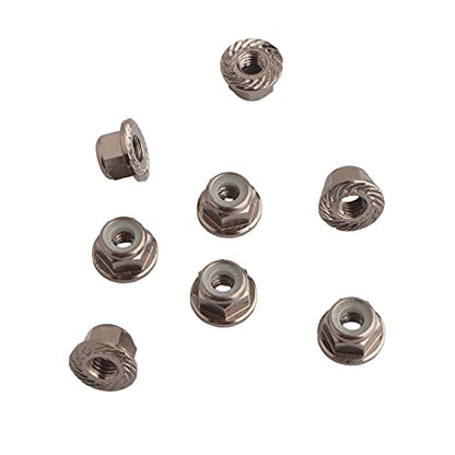 8PCS Flange M4 Lock Nuts Serrated Nylon Self-Tightening Aluminum M4 Wheel Hardware for Axial HPI TLR ECX Model RC Car Vehicles Upgraded Replacement Parts (Titanium) - color: Titanium