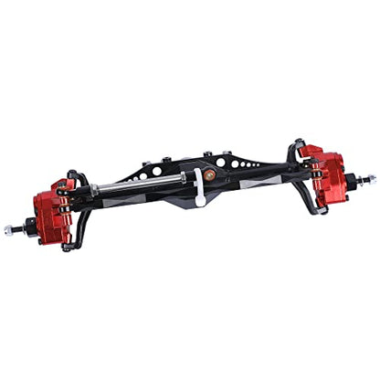 1/10 RC Car Aluminum Alloy Front Portal Axle Assemble for Capra 1.9 UTB AXI03004 RC Crawler Upgrades (Red&Black) - color: Red&black