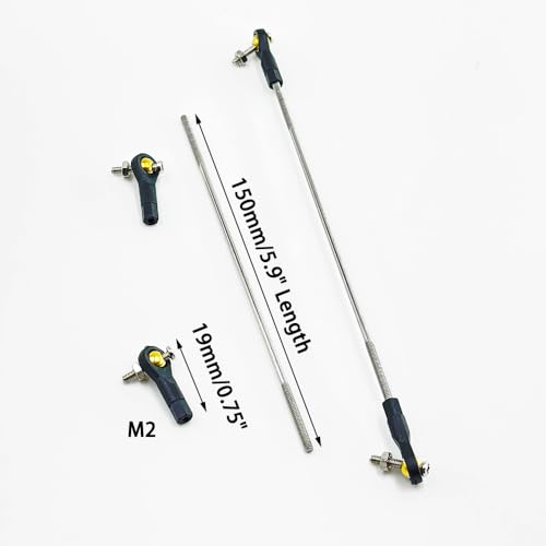 2PCS RC Toy Push Rod Adjustable Tie Rods Ball Head Joint Servo Linkage Link Rod for RC Airplane Helicopter Car Boat DIY Model Toy Parts (M2x150mm) - style: M2x150mm