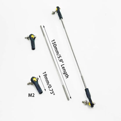2PCS RC Toy Push Rod Adjustable Tie Rods Ball Head Joint Servo Linkage Link Rod for RC Airplane Helicopter Car Boat DIY Model Toy Parts (M2x150mm) - style: M2x150mm