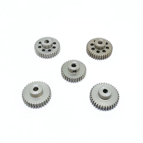 KingVal Replacement 5PCS 48DP 3.175mm 33T 34T 35T 36T 37T Aluminium Pinion Motor Gear Compatible with 1/10 RC Car Brushed Brushless Motor - size: 33-37T