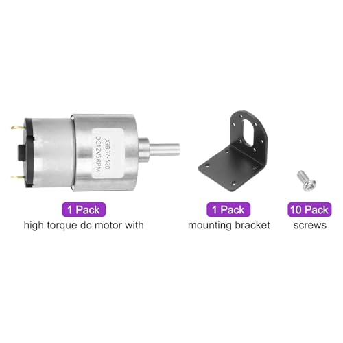 DMiotech Micro DC 12V 5RPM Geared Motor with Bracket Gear Reduction Motors 37mm Diameter Gearbox Micro Speed Reduction for RC Car, Robot Model, DIY Toys - style: 5RPM