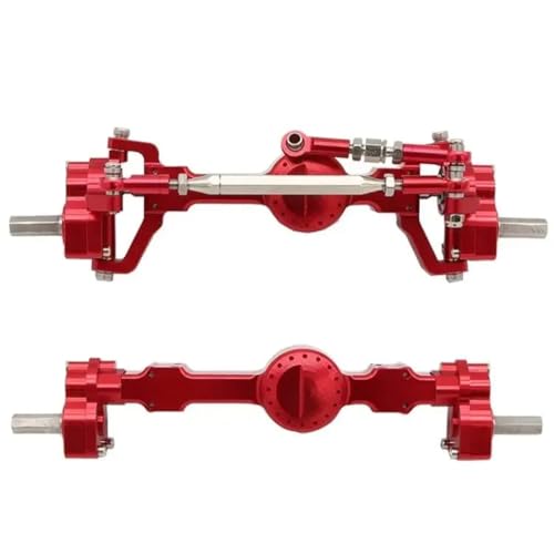 CNC Metal Front and Rear Portal Axle Assembly with Steel Gears for MN99S D90 D91 MN98 MN45 FJ45 1/12 RC Crawler Car Upgrades Parts (Red 1 Set) - color: Red 1 Set