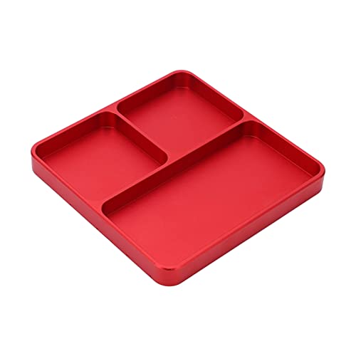 RC Model Repair Screw Tray, Magnetic Tool Tray for RC Car Maintenance, CNC Aluminum Alloy Organizer with Magnetic Pads for Remote Control Vehicles Aircraft Helicopters (Red) - color: Red