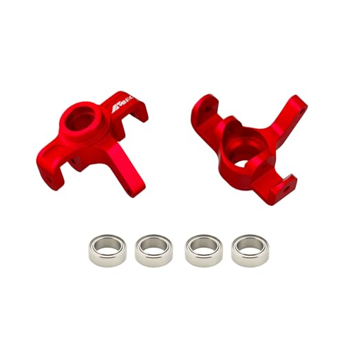 Steering Knuckles Caster Blocks & Ball Bearing Front Hub Carrier Kit for 1/16 H16BM H16PL H16GT H16DR 16207 16208 16209 16210 Series Upgrades Part Red - color: Red