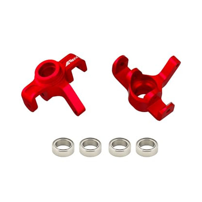 Steering Knuckles Caster Blocks & Ball Bearing Front Hub Carrier Kit for 1/16 H16BM H16PL H16GT H16DR 16207 16208 16209 16210 Series Upgrades Part Red - color: Red