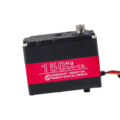 RDS51150 Digital Servo Motor, 150kg High Torque, Metal Gear, Dual Shaft, 12V DC, IP66 Waterproof, with U Bracket for RC Cars, Robotics (180 Degree) - style: 180 Degree