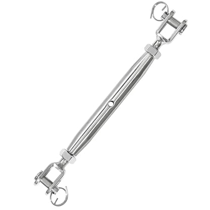 2PCS M8 Jaw and Jaw Turnbuckle, Stainless Steel Turnbuckle Heavy Duty Turn Buckle, 4400lbs Working Load Limit, Durable for Wire Rope Cable - style: Jaw & Jaw-M-8