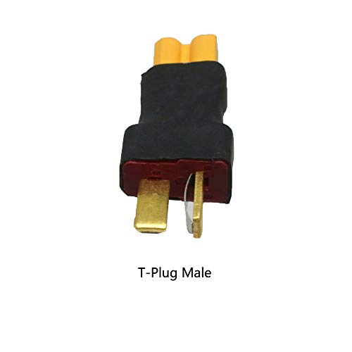 5pcs T Plug Male Connector to XT30 Female Connector Adapter for RC Lipo NiMH Battery Charger - size: XT30 Female to T Plug Male