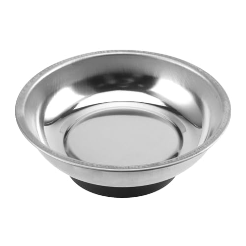 SINJEUN 10 Pieces Rectangle Magnetic Part Tray, 2 Sizs Magnetic Tray Set 6x2.55x1 and 2.95x1 Inch Stainless Steel Magnetic Tray Holder for Screws, Nut, Bolt and Metal Part - size: Rectangle + Round
