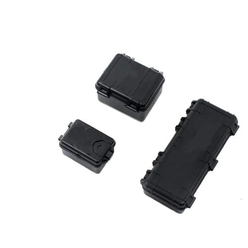 RC Repairs Components For Axial For SCX24 1/24 Scale Luggage Set – 3-Piece Tool Box Travel Case With Opening Lid RC Crawler(Black) - color: Black