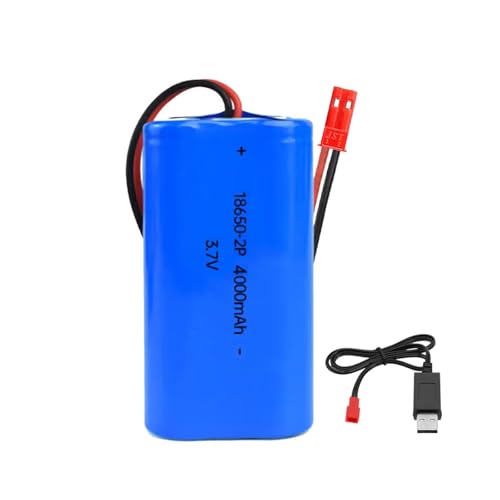 3.7V 4000mAh Li-ion Battery Pack Replacement 18650 Rechargeable Battery Pack with JST-2P USB Charger Cable for RC Airplane DIY, Fishing Lights,Doorbell, etc.