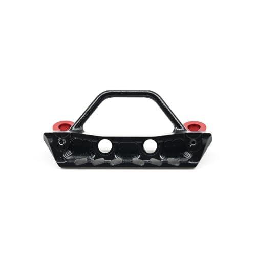 Details RC Aluminum Alloy Front Bumper with Red Shackles for Axial SCX30 Jeep Wrangler, 1/30 Scale RC Car Upgrade Part (Black) - color: Black