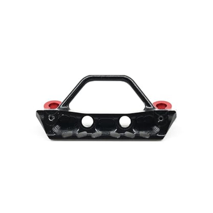 Details RC Aluminum Alloy Front Bumper with Red Shackles for Axial SCX30 Jeep Wrangler, 1/30 Scale RC Car Upgrade Part (Black) - color: Black