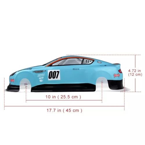 Preprinted PVC Body Shell for 1/10 On Road Racing Drift Car, No Cut, 1:10 Scale (#007, Blue) - style: #007, Blue