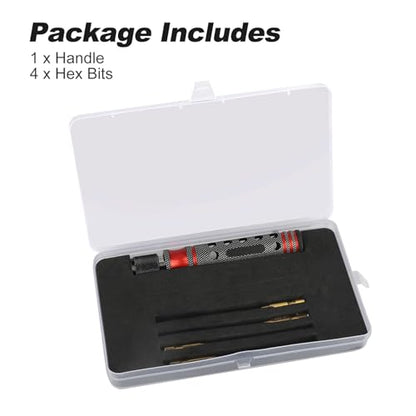 1/4" Drive RC Hex Driver Bit Set, 1.5mm 2.0mm 2.5mm 3.0mm Hex Allen Wrench Drill Bits Screwdriver for RC Repair