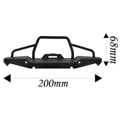 Aluminum Front Bumper with LED Headlights Winch Mount Seat Tow Hook Compatible with Axial SCX10 SCX10II 90046 Traxxas TRX-4 TRX4 1/10 RC Crawler Car