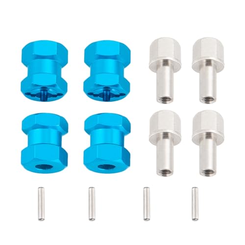 4PCS MORFUM RC Wheel Spacers 12mm Hex Drive Hubs Combiner Coupler Aluminum 15mm Offset Extension Drive Adapter for 1/10 RC Crawler Car Upgrades (Blue) - color: Blue