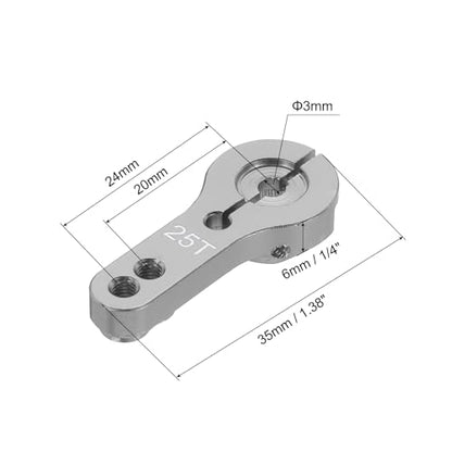MECCANIXITY 5 Pcs Aluminum Servo Horn 25T Steering Arm 35mm Length Bright Gray Suitable for DIY RC Car/Boat/Airplanes Boat Model Accessories with 2 Pcs Screws - color: Bright Gray