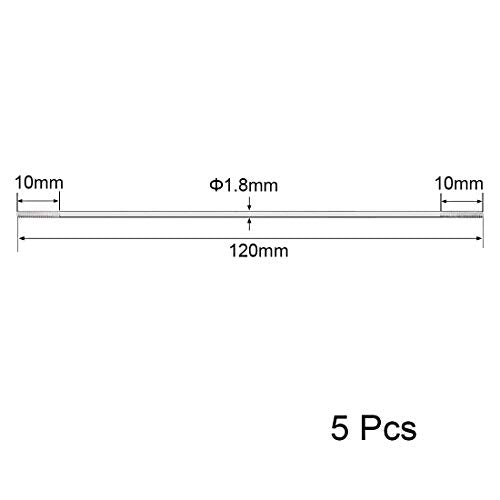 uxcell M2x120mm Pushrod Connector Stainless Steel Rod Linkage,for RC Boat,Car,Airplane,Helicopter,5pcs - size: M2x120mm