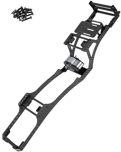 RC Carbon Fiber Frame Chassis w/Gearboxes Upgrades Part for 1/10 SCX10 SCX10 II 90046 90047 RC Crawler Car,Titanium - color: Titanium - Parts