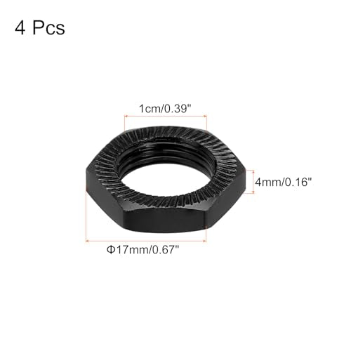 MECCANIXITY Aluminum 17mm RC Wheel Nut Thread M12x1.0mm Hex Wheel Nuts RC Wheel Nut for 1/8 RC Model Car Trucks Off Road Car Upgraded Parts Pack of 4(Black) - color: Black