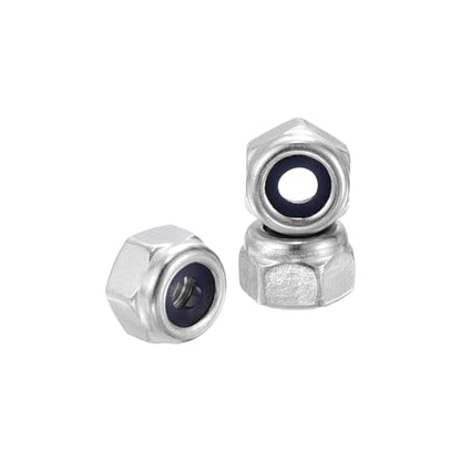 10Pcs Nylon Locking Hex Nuts - [M4-0.7], 304 Stainless Steel Hardware Nuts, Silver, for Automotive, Aerospace, Industrial Applications Use - color: Silver, size: M4x0.7mm