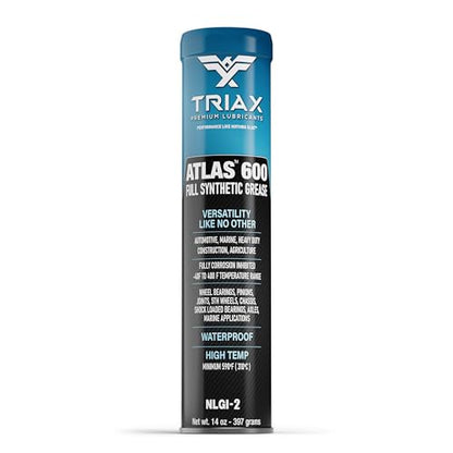 TRIAX Atlas 600 - Full Synthetic Grease - Ultra Duty - All 5th Wheel, Bearings, Joints, Pivots, Bolts - Super Adhesive - Marine - Wide Temp Range -40 F to 450 F - 14 oz Tube (1 Tube) - size: 1 Tube