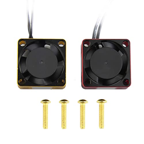 Lifehead 28000RPM Motor and ESC Cooling Fan Cooler RC Aluminum Cooling Fan for RC car 1/8 1/10 1/12 Scale 540 550 and Other Brushed/brushless Motors (red + Gold) 30 * 30mm - color: Golden (30*30*10mm)