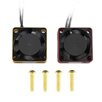 Lifehead 28000RPM Motor and ESC Cooling Fan Cooler RC Aluminum Cooling Fan for RC car 1/8 1/10 1/12 Scale 540 550 and Other Brushed/brushless Motors (red + Gold) 30 * 30mm - color: Golden (30*30*10mm)